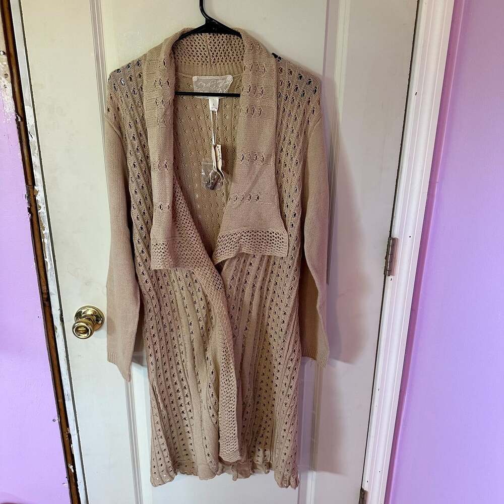 NWT Nick & Mo Duster Cardigan Sweater Tan Brown Sz L